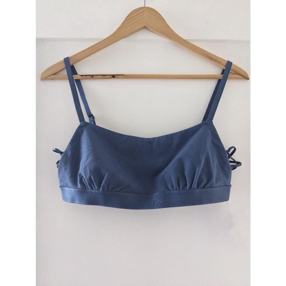 New! Aerie | Scoop Bralette with lace-up sides in blue